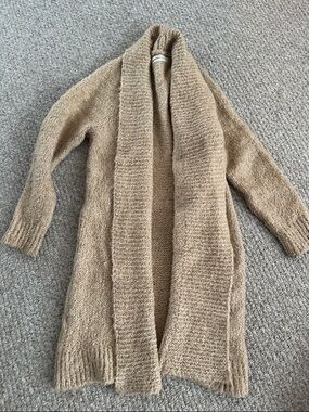 Anthropologie Long Open-Front Cardigan in Camel